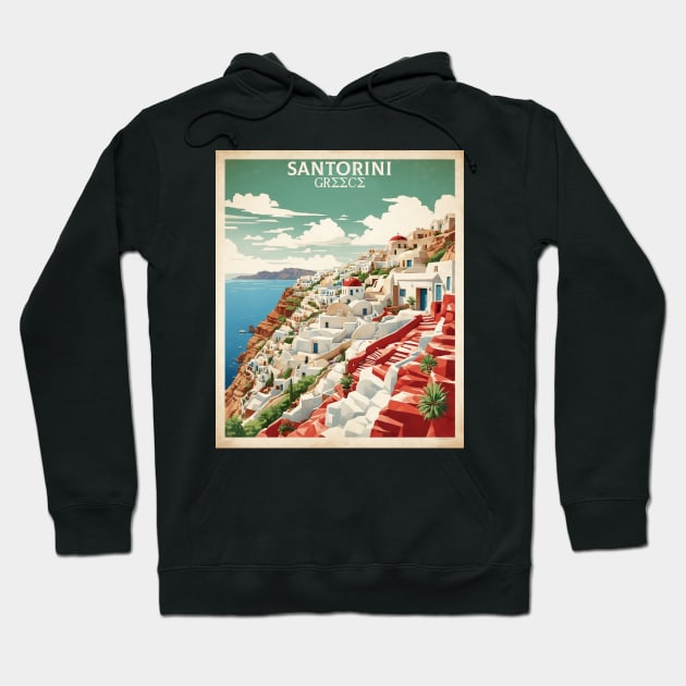 Santorini Greece Tourism Vintage Poster Hoodie by TravelersGems